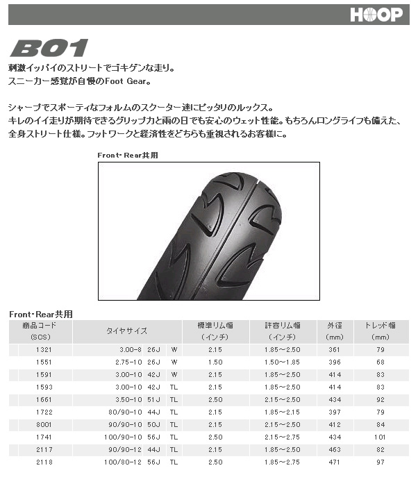 Bridgestone Hoop B01 80 90 10 44j Tl Tire Scs