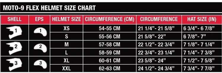 Bell Moto 8 Size Chart