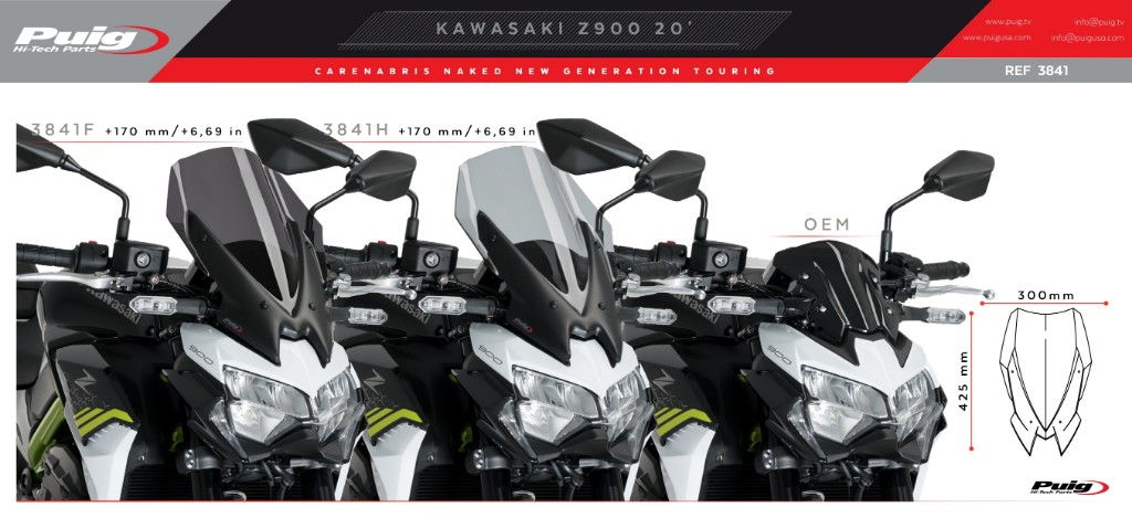 Puig Dark Smoke New Generation Touring Screen Kawasaki Z900 2020 3841F